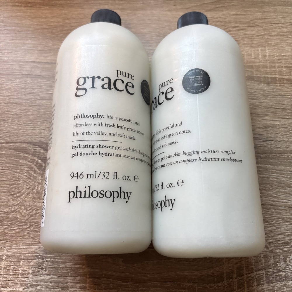 NEW LOT OF 2 Philosophy Pure Grace Shampoo Shower Gel Bubble Bath 32 oz